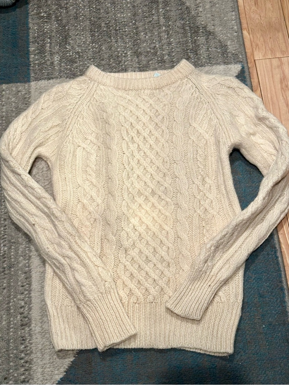 Eastern Mountain Sports Wool Cable Knit Fisherman Crewneck Sweater - Cream - SM